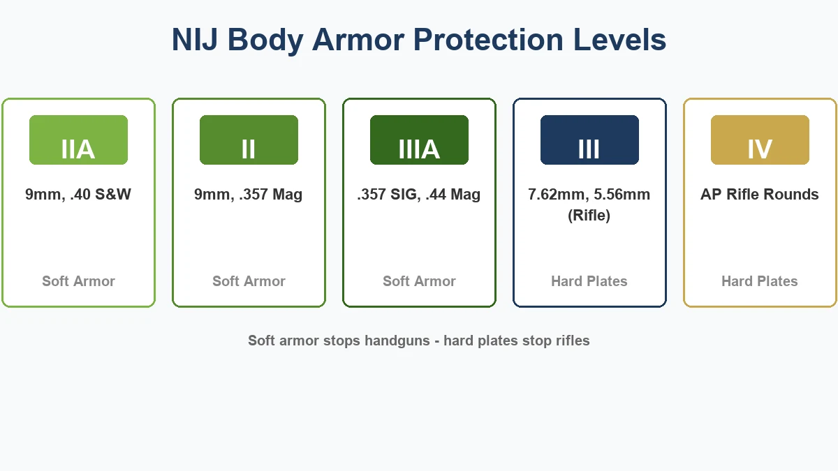 NIJ body armor protection levels chart