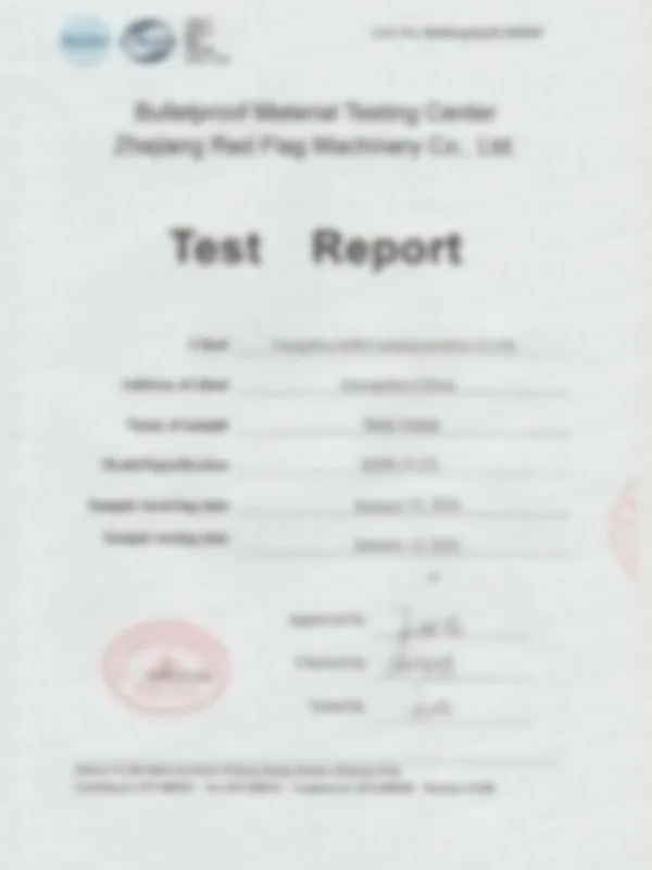 Bulletproof vest ballistic test report certification for tactical body armor