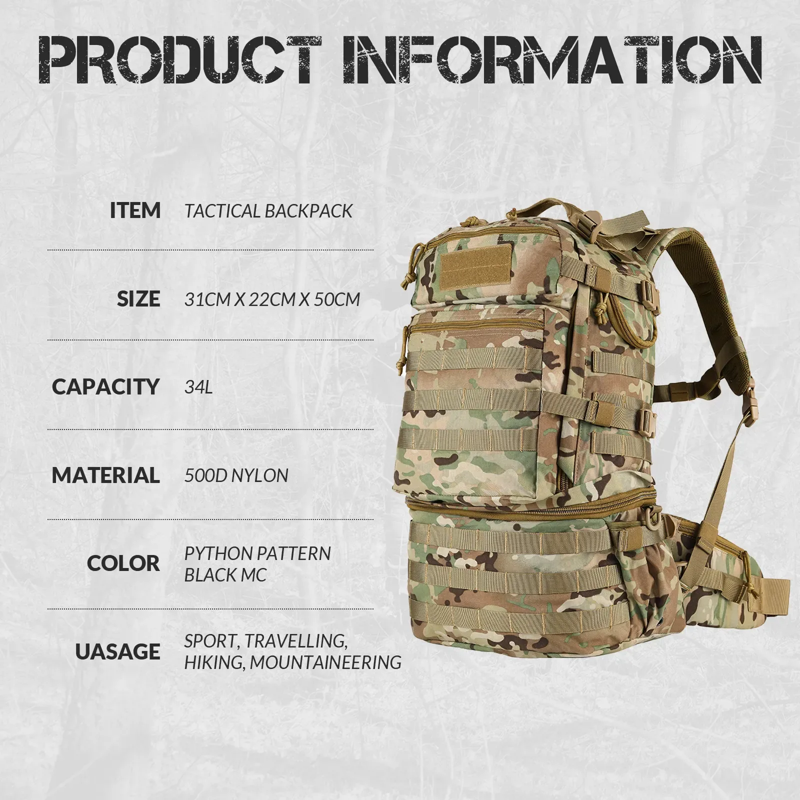 Factory 3D Assault Pack Tactical Backpack
