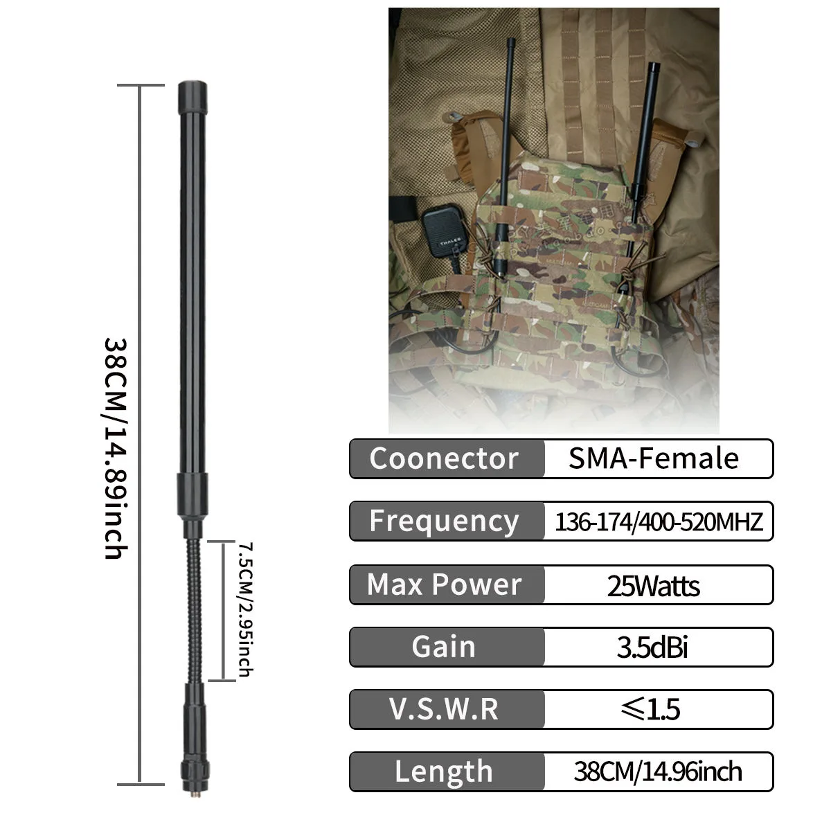 AR-158 Gooseneck Dual Band Antenna Wholesale
