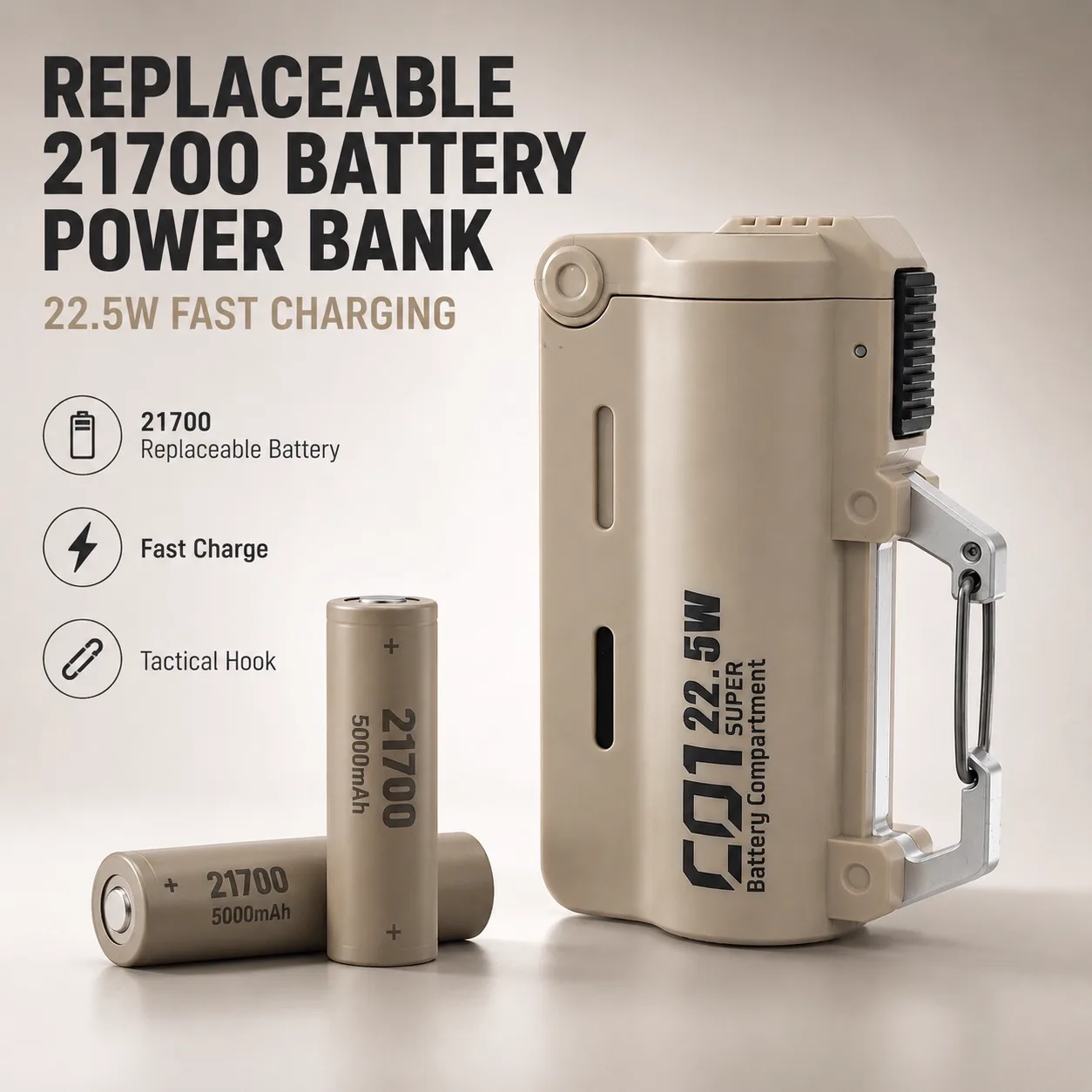 Tactical 21700 Power Bank Carabiner Factory