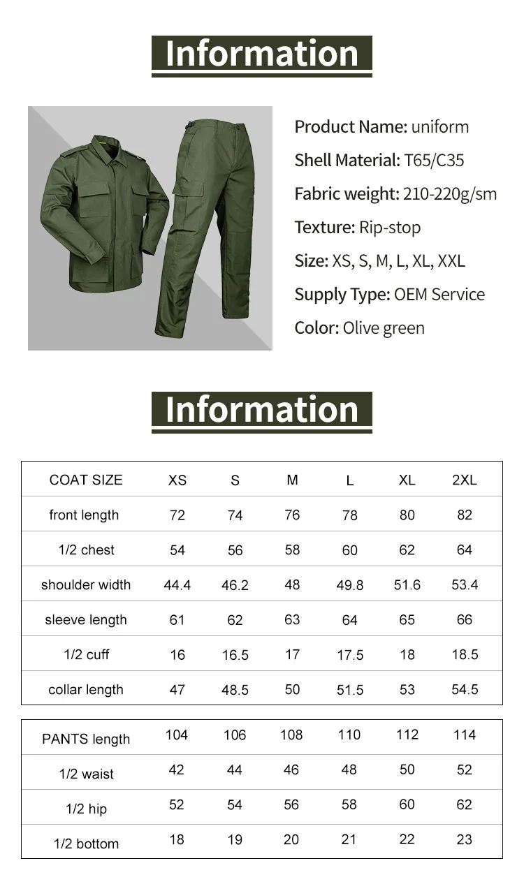 Olive Green 4 Pockets BDU Suit Wholesale