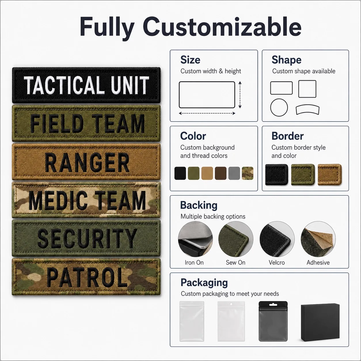 Camo Embroidered Name Tape Wholesale Factory