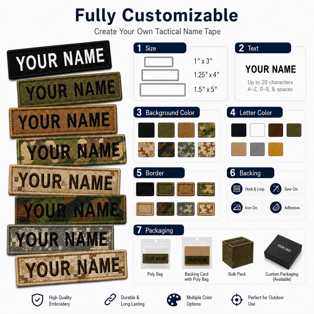 Wholesale Embroidered Name Tape Custom Factory