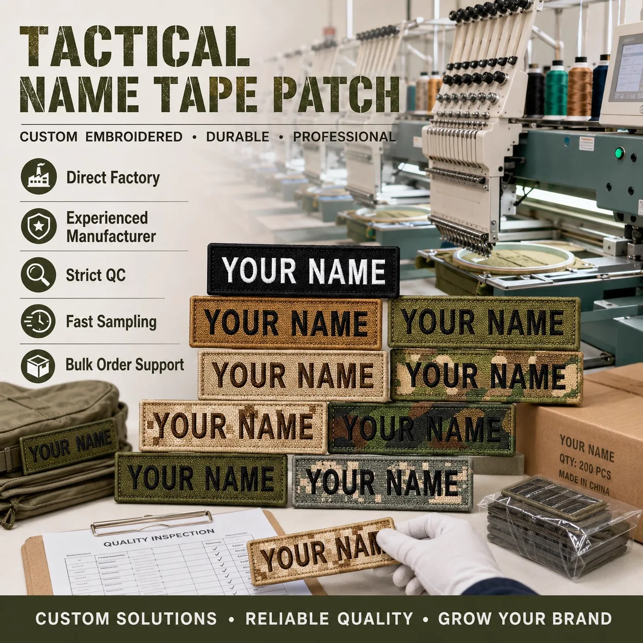 Wholesale Embroidered Name Tape Custom Factory