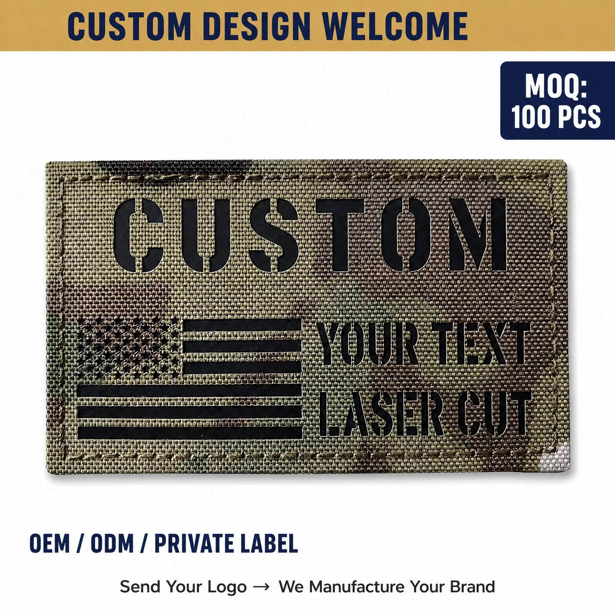 Laser Cut Name Tape Patch Wholesale Custom
