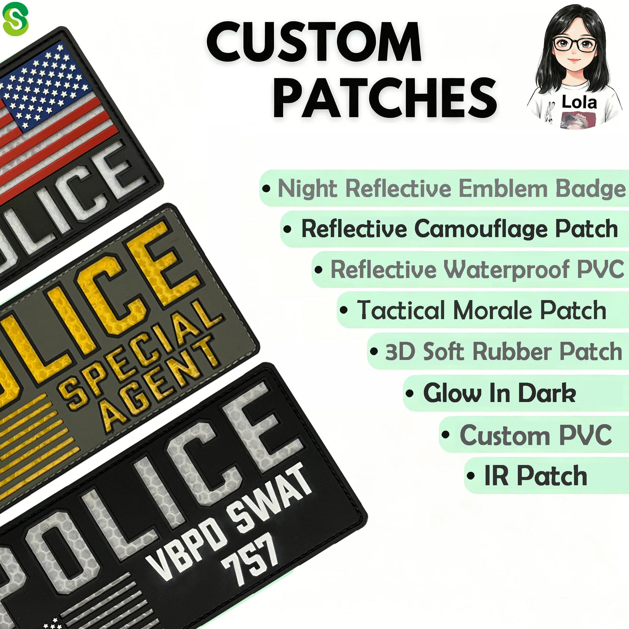 Glow In Dark PVC Patch Wholesale Custom