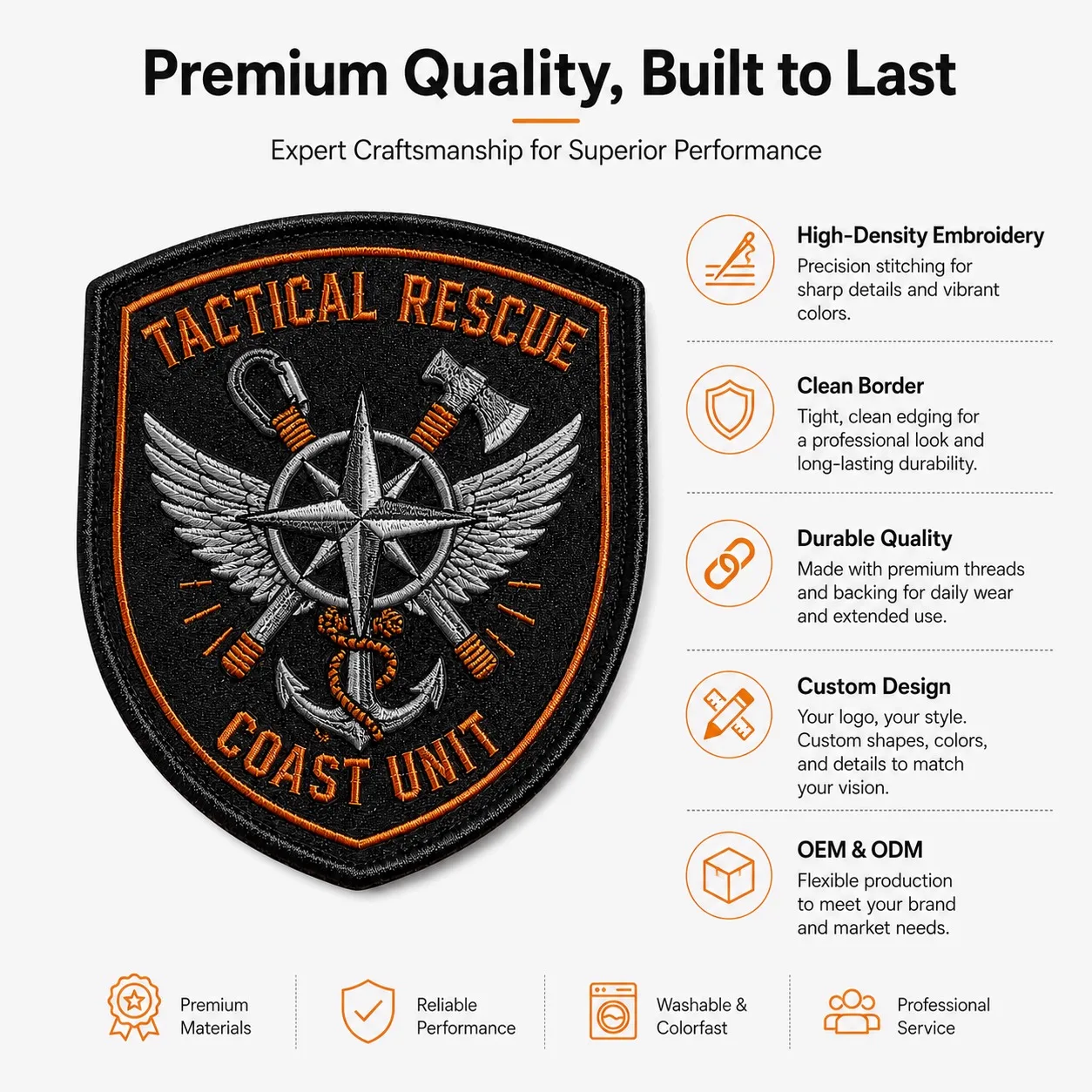 Embroidered Shield Patch Emergency Wholesale