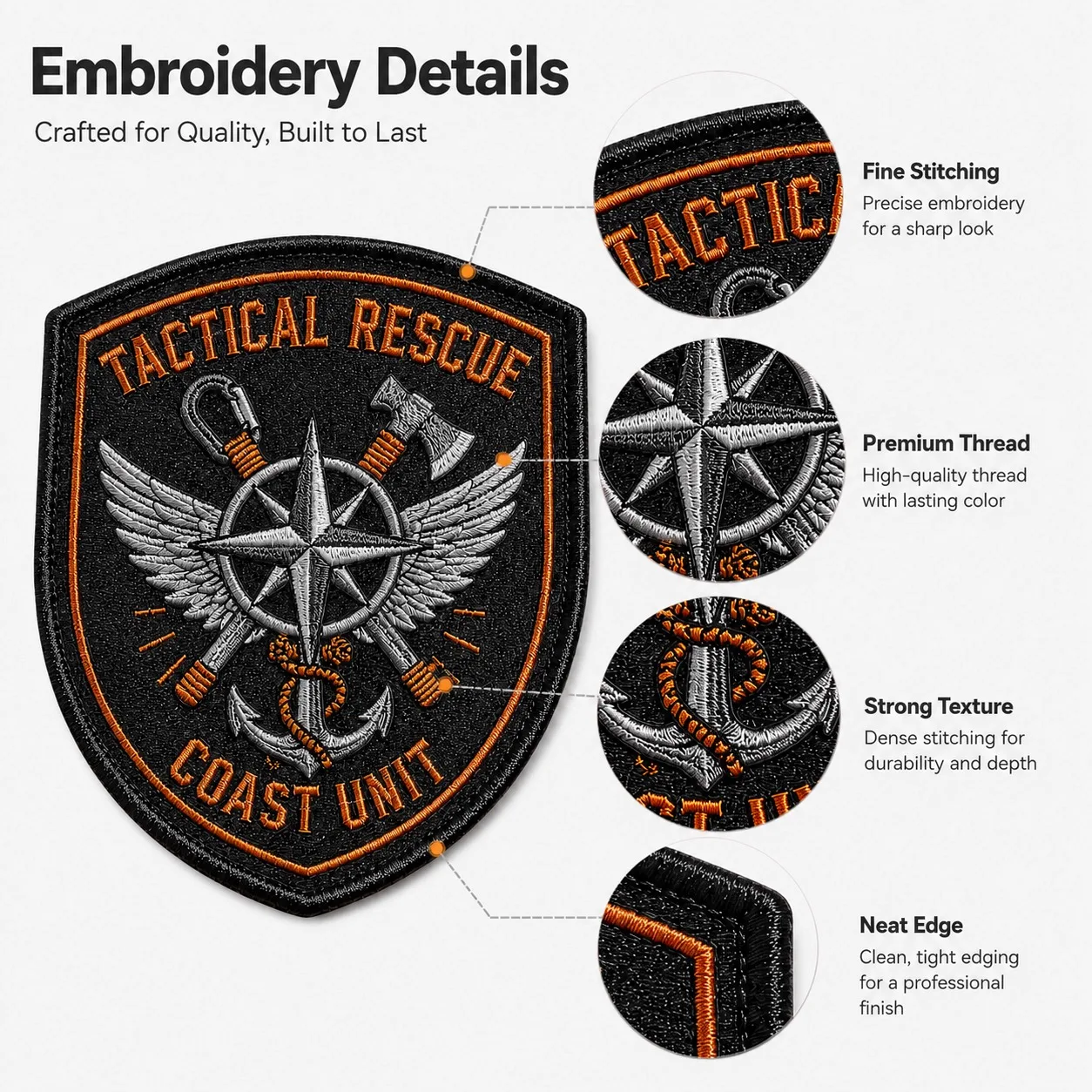 Embroidered Shield Patch Emergency Wholesale