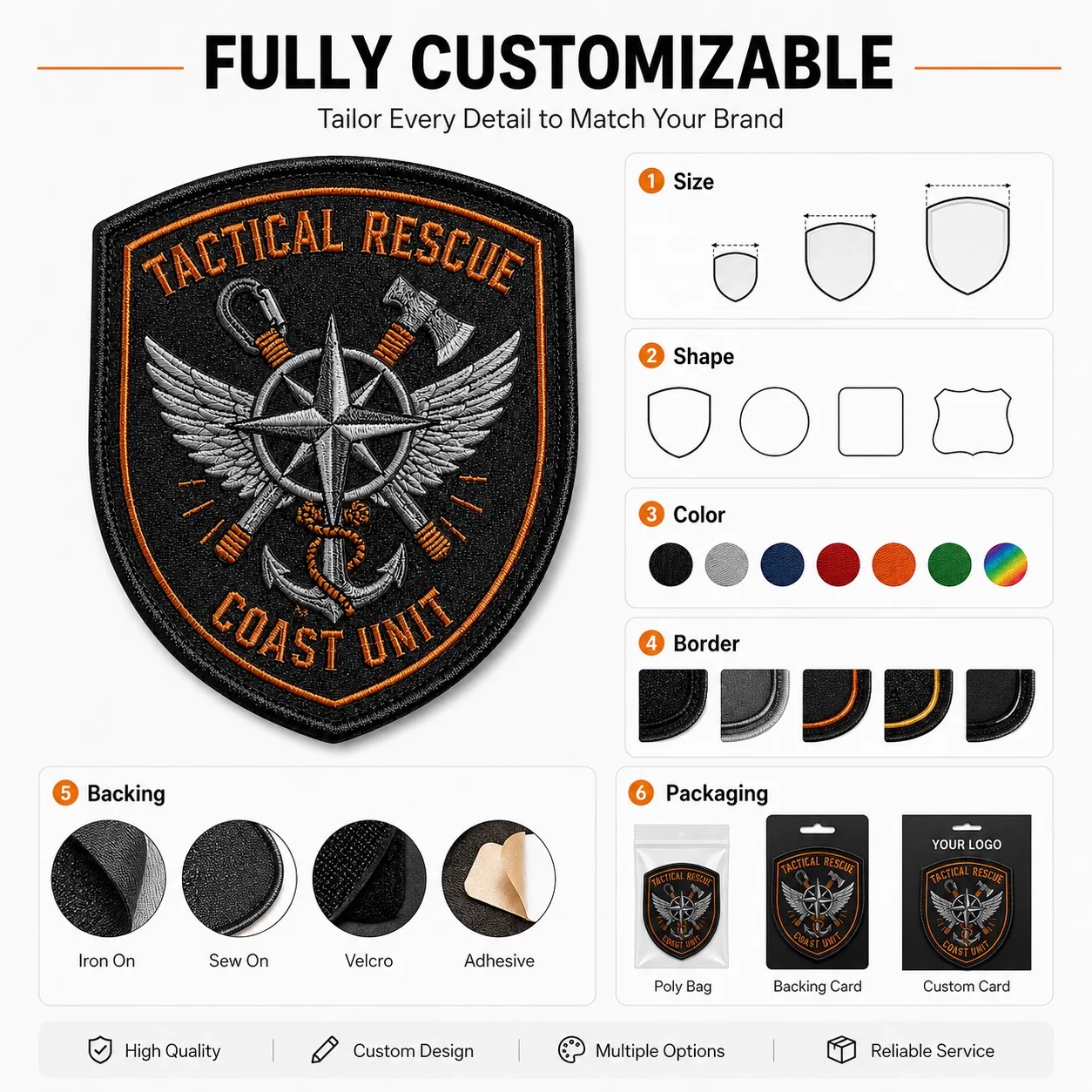 Embroidered Shield Patch Emergency Wholesale